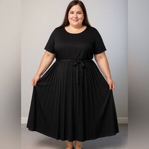 Elegant Black Pleated Dress